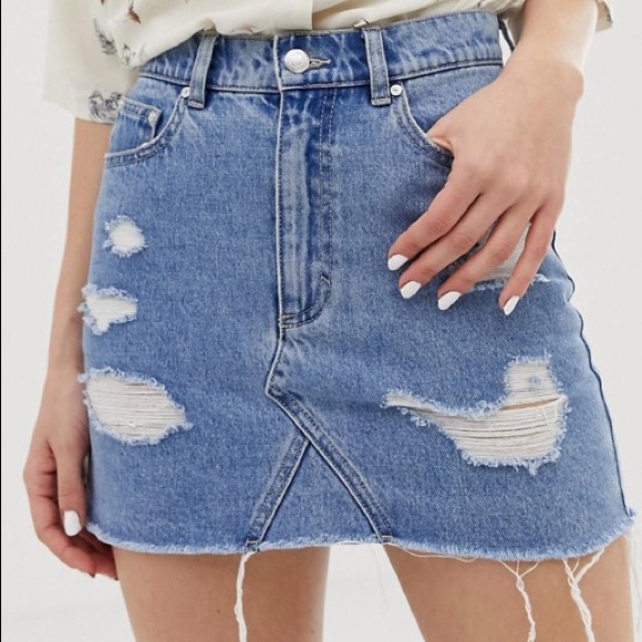 Pull&Bear Dresses & Skirts - Ripped Denim Blue Skirt